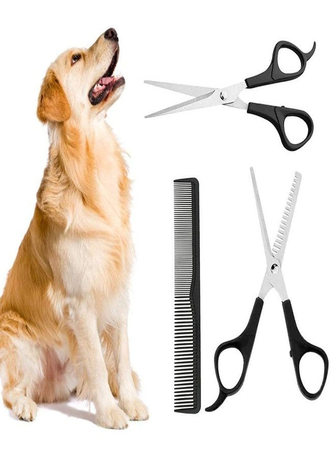 Foreign Holics Stainless Steel Professional Pet Grooming Scissor and Comb Kit for Dogs & Cats Hair Cutting (Pac of 3) - Image 1